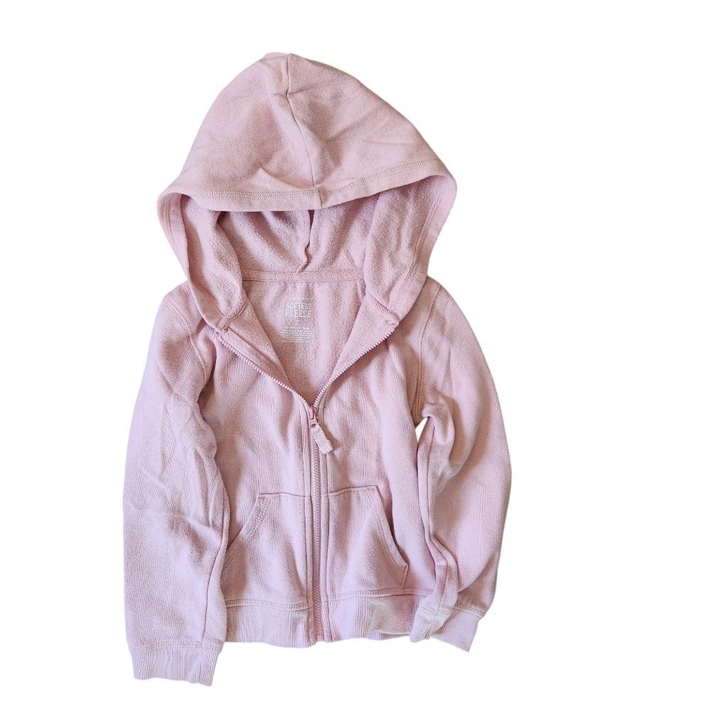 Jumping Beans Girls Pink Softest Fleece Hoodie Size 5T Hood Full Zip
